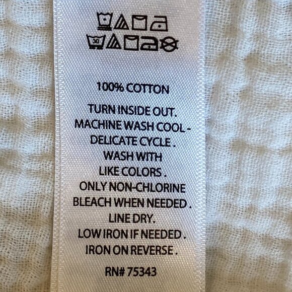 Cynthia Rowley White Short Sleeve Crop Top S Cotton Waffle-Gauze #201P - Picture 6 of 6